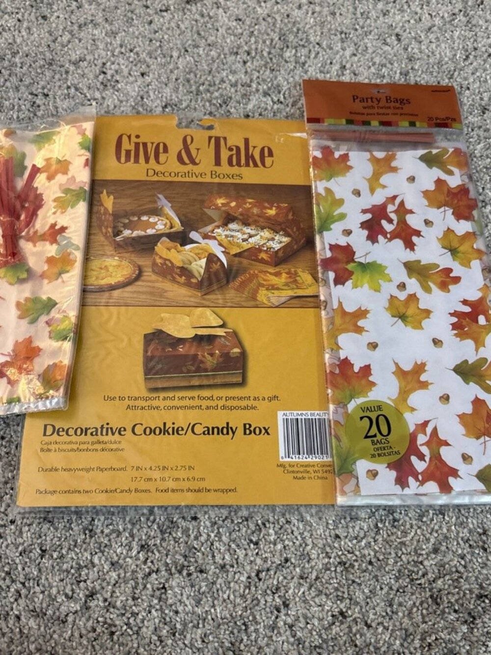Fall party gift/treat bags Thankful and Blessed leaves & cookie bags and 2 boxes